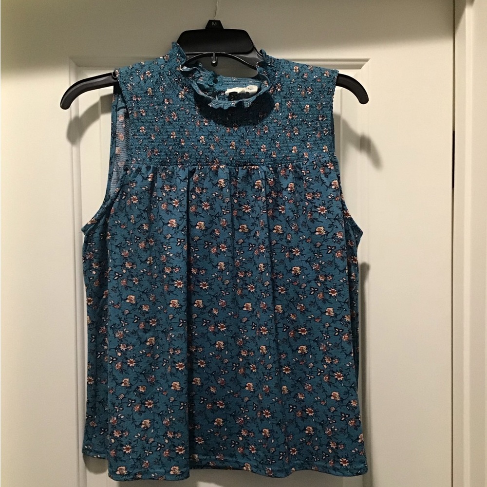 Mello day smocked floral tank